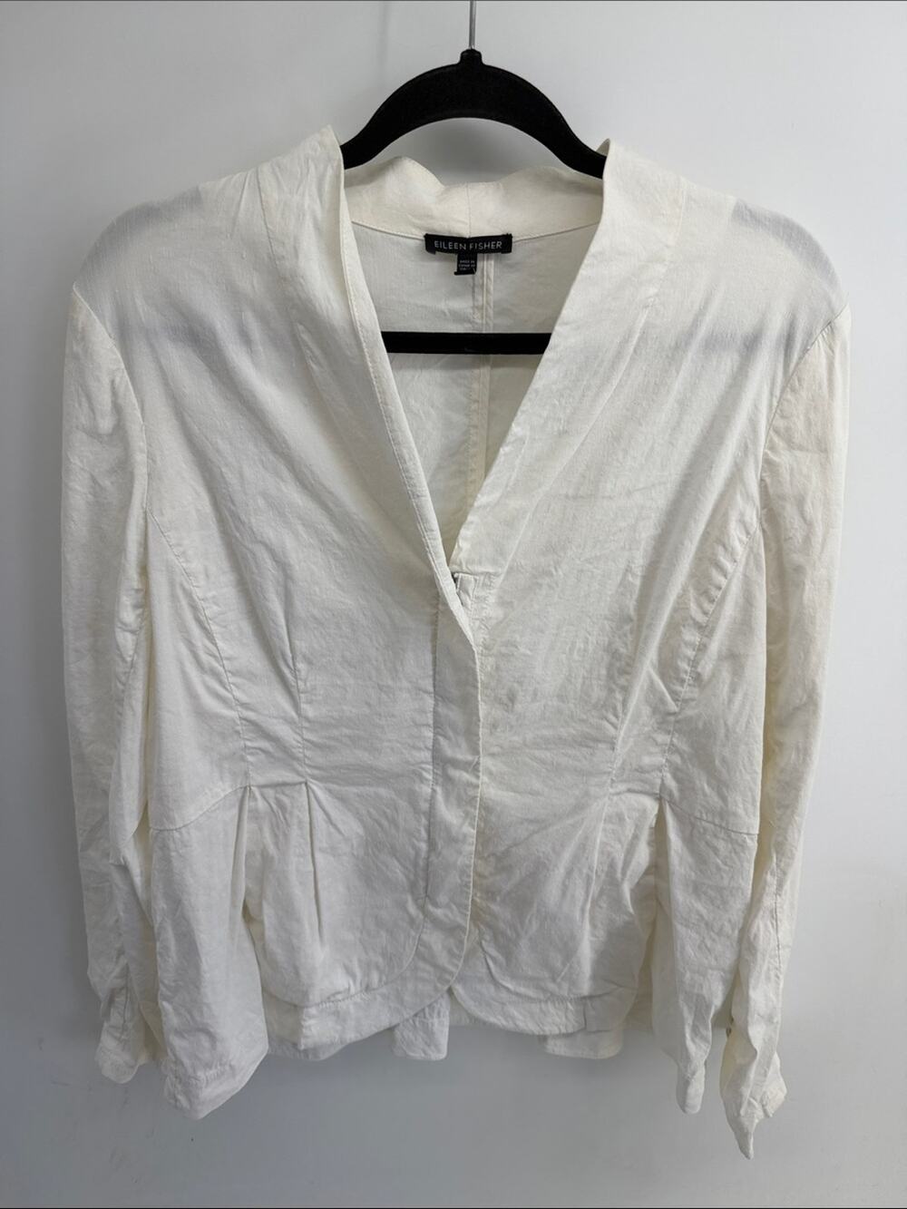 Eileen Fisher zip up unlined light weight stretch blazer jacket with pockets L
